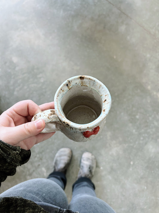 Medium mug with red bow | quail egg