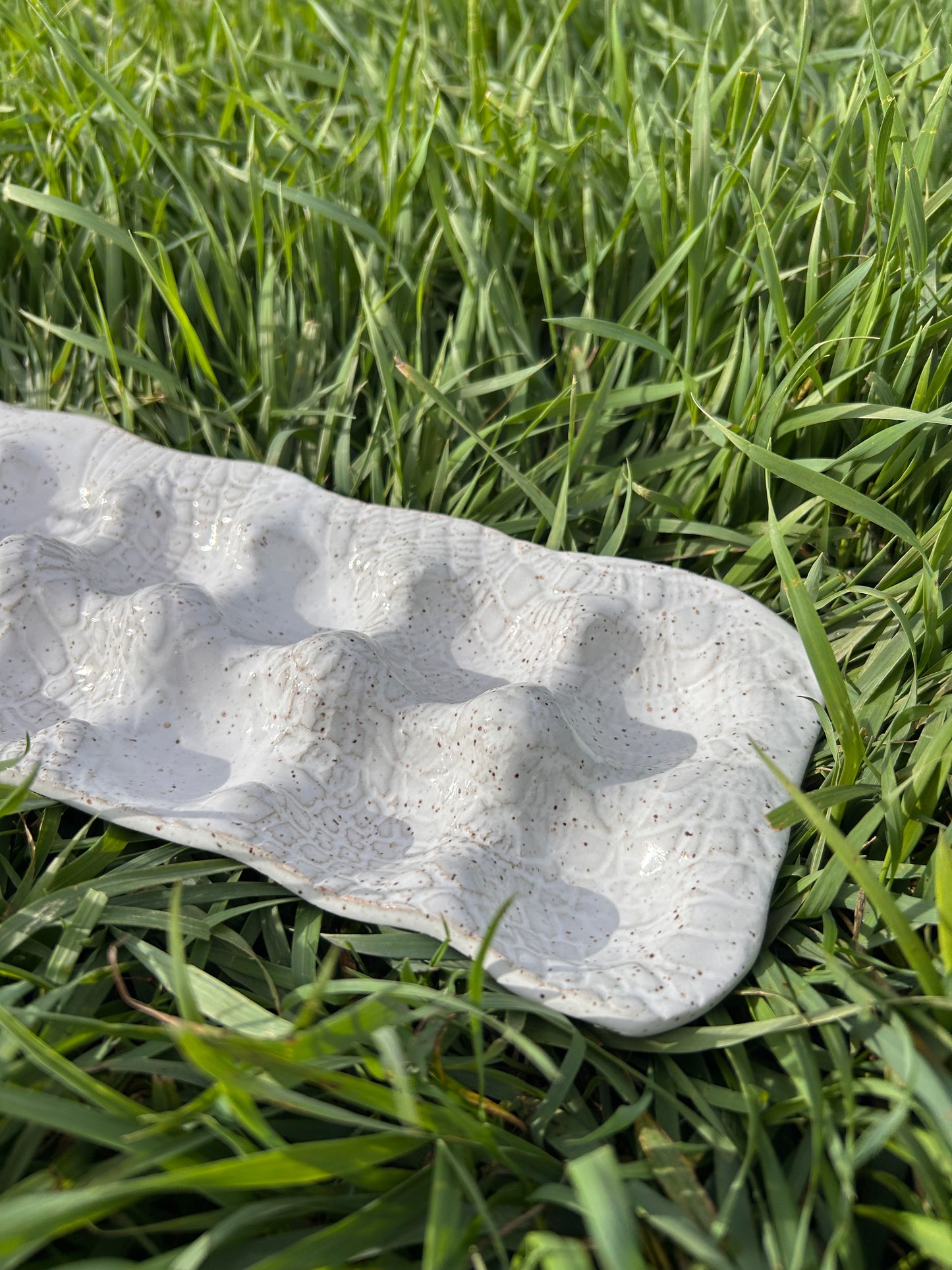 White lace egg tray