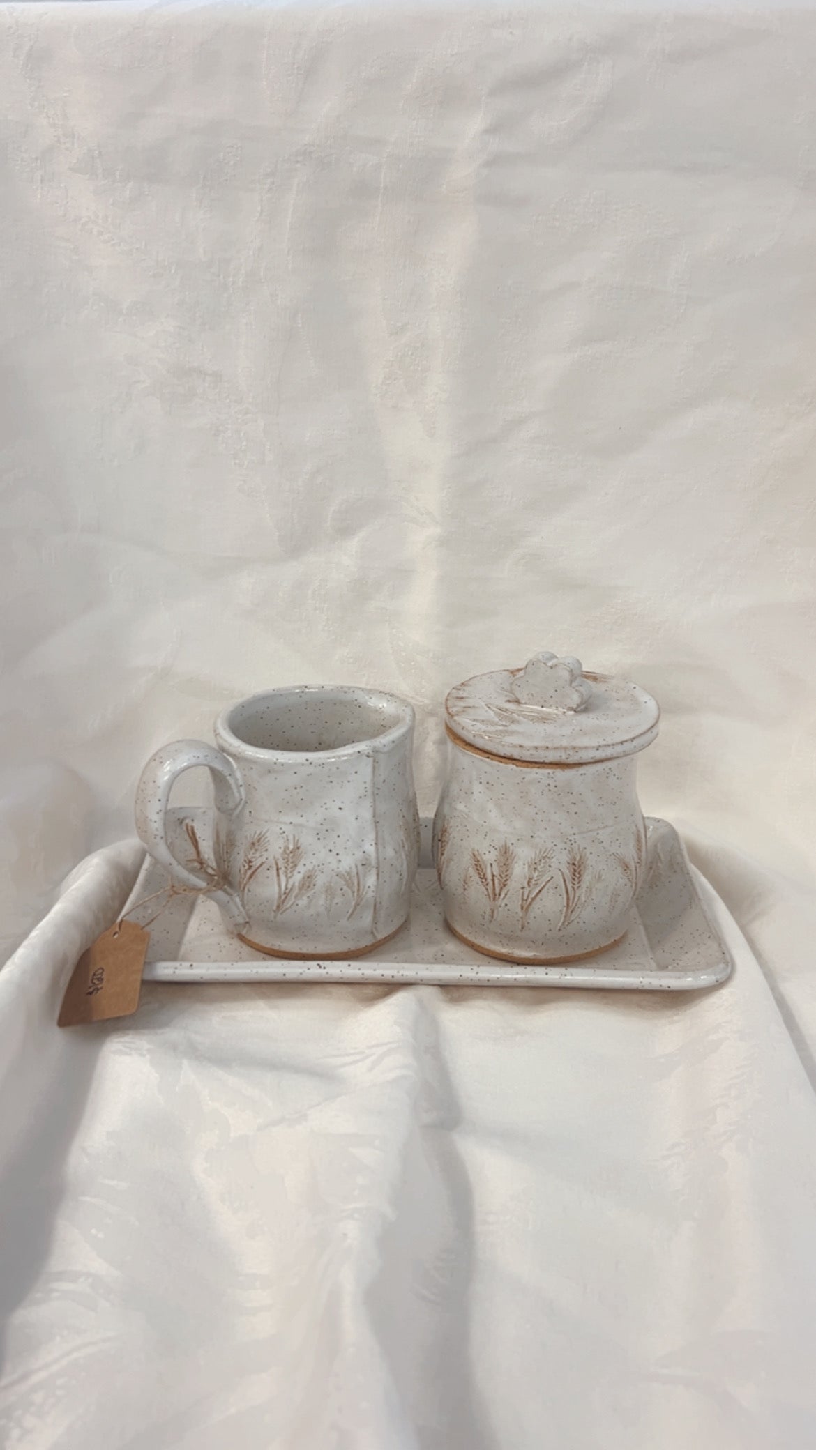 White wheat cream and sugar set image 0