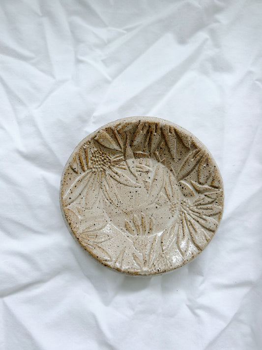 coneflower tea dish | oatmeal